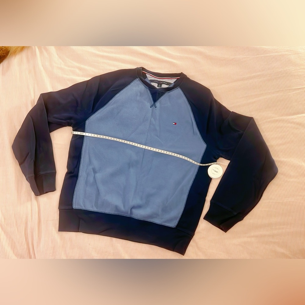 【sold】Tommy Hilfiger Sweater Mens M Blue Cotton Blend Long Sleeve Crew Neck